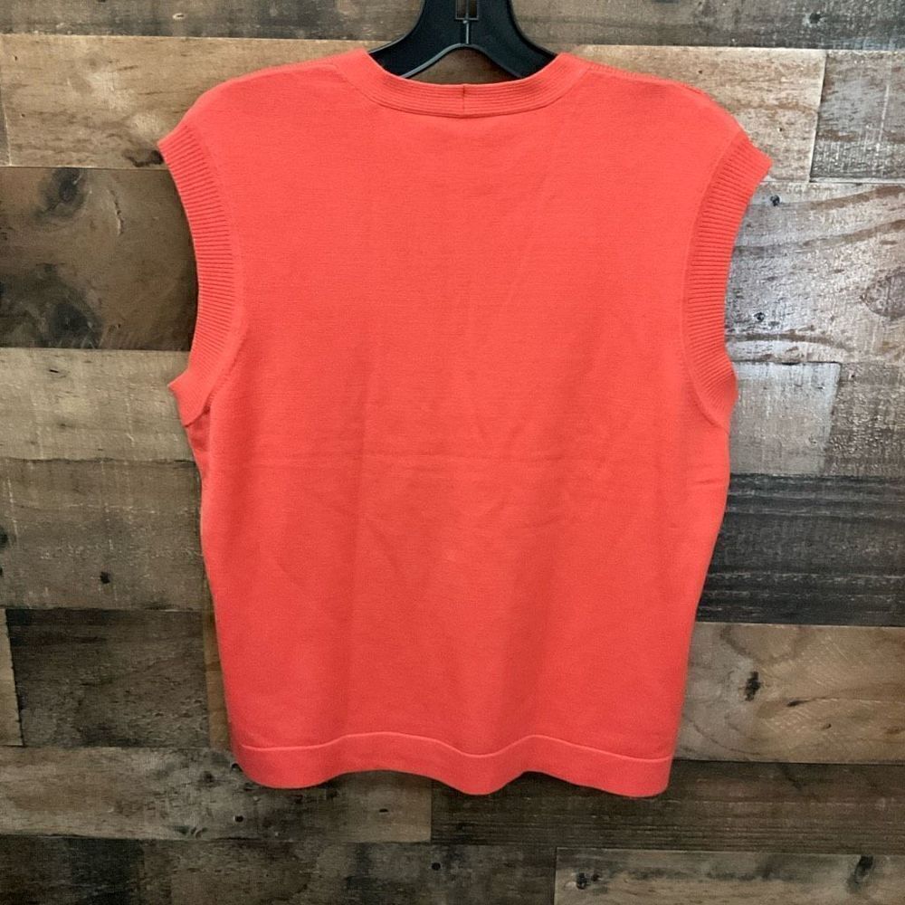 Doncaster Knit Tank Top Silk Blend V-neck Orange Red Coral Sleeveless Large - Picture 5 of 7